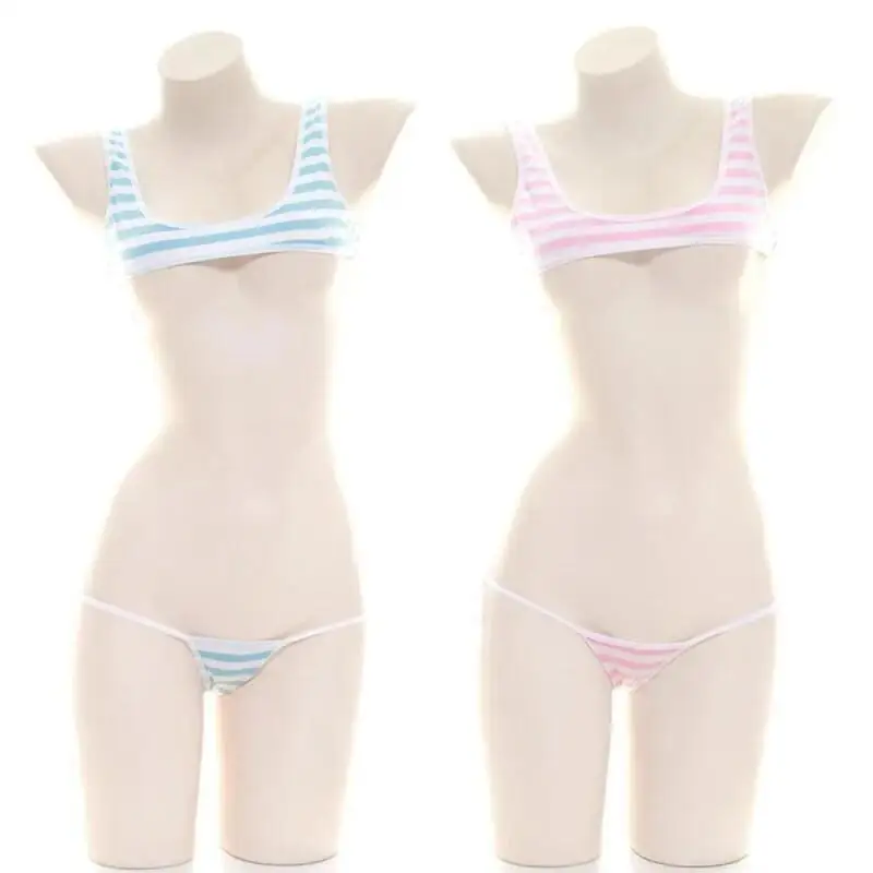 Anime Cosplay Bikini - Sexy Japanese Style Blue White Stripe
